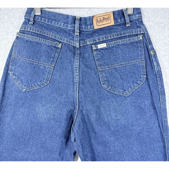 VTG 90s LL Bean Pleated Front Mom Jeans Womens 12 High Waist Tapered Leg Denim - Picture 5 of 11